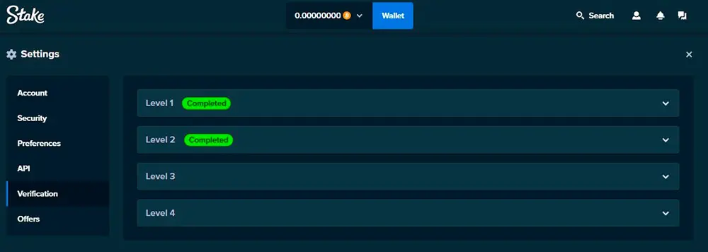 Stake account verification dashboard with pending document checks